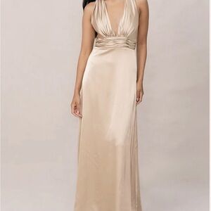Revelry Dylan Gold Champagne Satin Dress